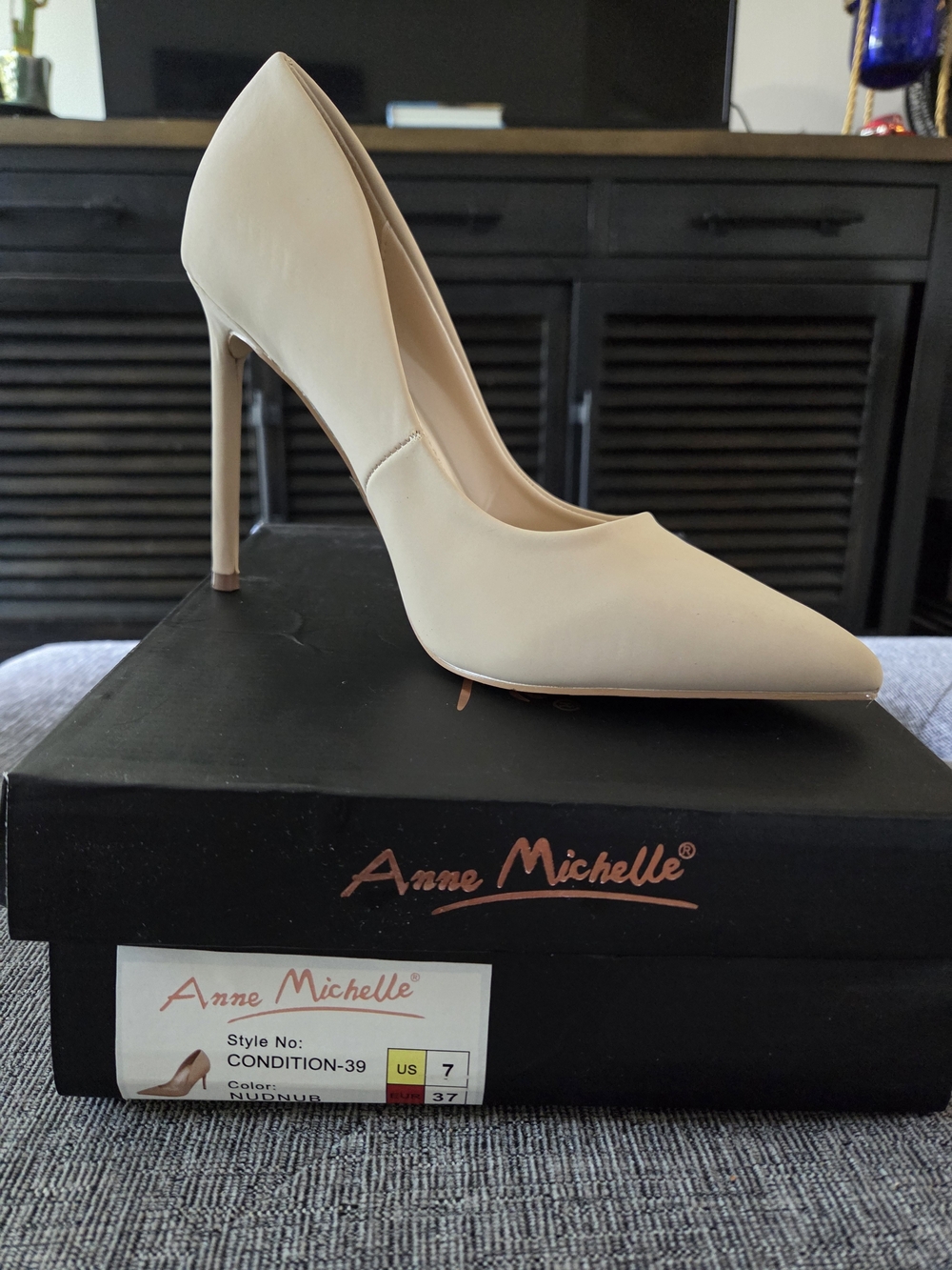 Anne Michelle Womens Pointed Toe High Heel Pumps Nude Size 7
